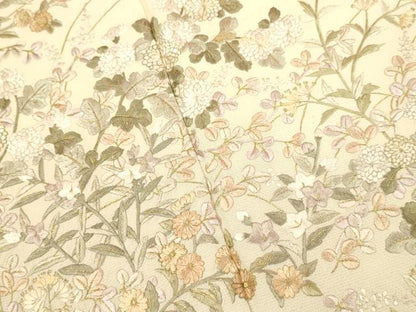 平和屋着物●訪問着　総刺繍　草花文　暈し染め　金糸　正絹　逸品　DAAU3957du