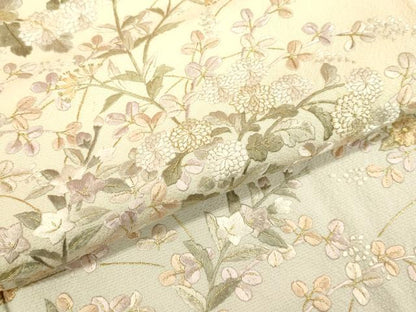 平和屋着物●訪問着　総刺繍　草花文　暈し染め　金糸　正絹　逸品　DAAU3957du