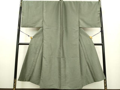 平和屋着物●男性　色無地　アンサンブル　長羽織・長襦袢（袷）セット　灰汁色　洗える着物　DAAU3963du