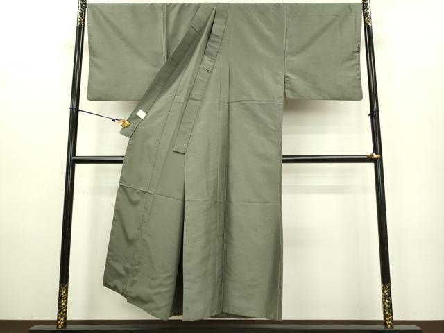 平和屋着物●男性　色無地　アンサンブル　長羽織・長襦袢（袷）セット　灰汁色　洗える着物　DAAU3963du