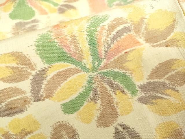平和屋着物▽上質な紬 単衣 草花文 正絹 逸品 DAAU3973du