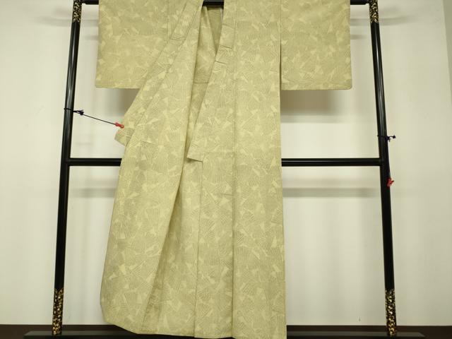 平和屋着物▽上質な紬 単衣 松葉文 正絹 逸品 DAAU3976du