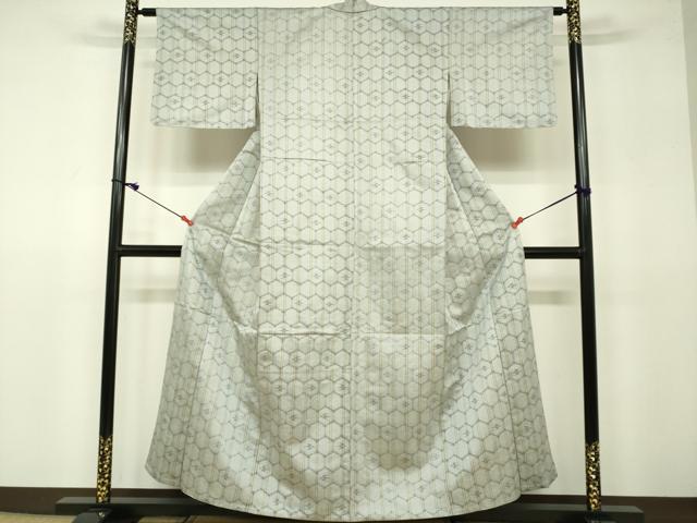 平和屋着物▽上質な紬 単衣 亀甲文 正絹 逸品 DAAU3977du