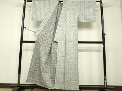 平和屋着物▽上質な紬 単衣 亀甲文 正絹 逸品 DAAU3977du