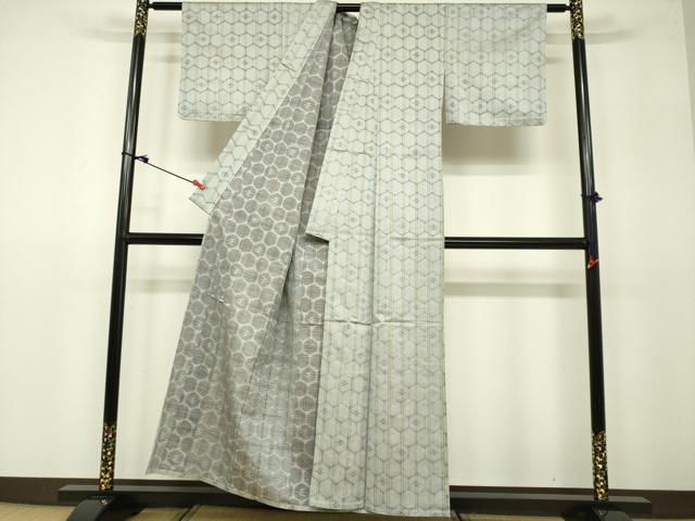 平和屋着物▽上質な紬 単衣 亀甲文 正絹 逸品 DAAU3977du