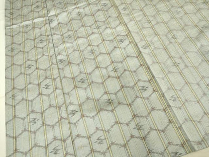 平和屋着物▽上質な紬 単衣 亀甲文 正絹 逸品 DAAU3977du
