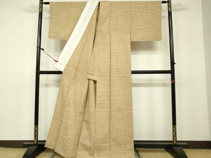平和屋着物▽上質な紬 単衣 花織 正絹 逸品 DAAU3978du