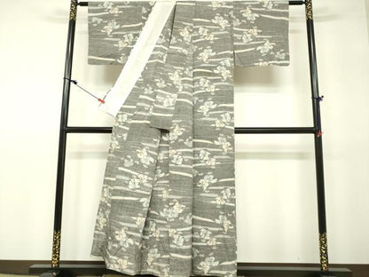 平和屋着物▽上質な紬 単衣 舞花文 正絹 逸品 DAAU3979du