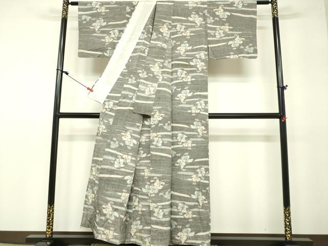 平和屋着物▽上質な紬 単衣 舞花文 正絹 逸品 DAAU3979du