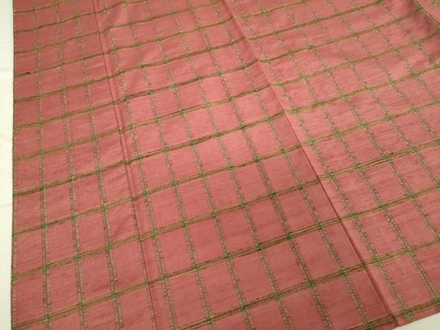平和屋着物▽上質な紬 単衣 格子 正絹 逸品 DAAU3980du