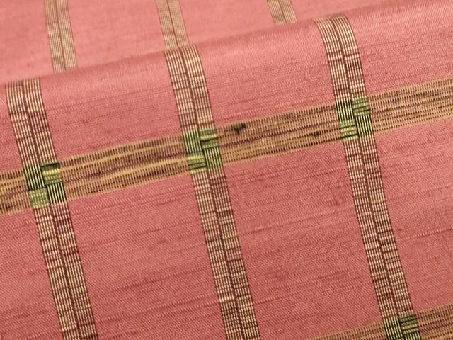 平和屋着物▽上質な紬 単衣 格子 正絹 逸品 DAAU3980du