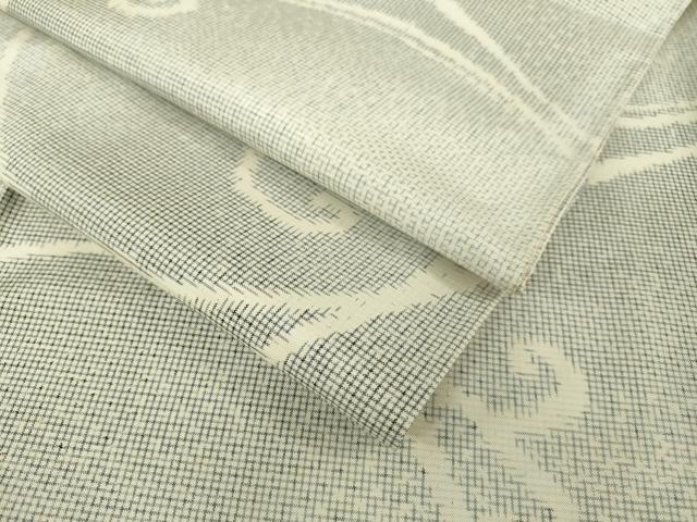 平和屋着物▽本場大島紬 白大島 単衣 唐草文 正絹 逸品 DAAU3986du