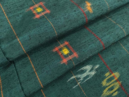 平和屋着物▽上質な紬　単衣　琉球絣文様　正絹　逸品　DAAU3987du