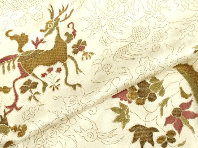 平和屋着物▽上質な小紋 単衣 鳥獣花文 正絹 逸品 DAAU3989du
