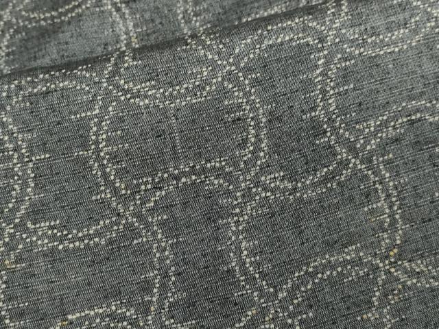 平和屋着物▽翠輝紬 単衣 変わり格子 反端付き 正絹 逸品 DAAU3990du