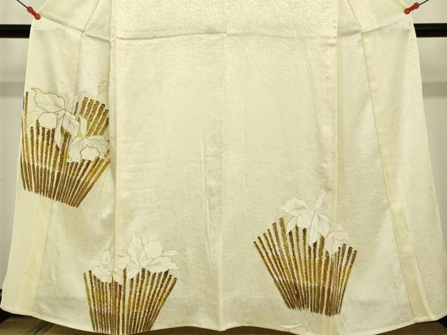平和屋着物▽訪問着 単衣 駒刺繍 カトレア 金彩 正絹 逸品 DAAU3992du