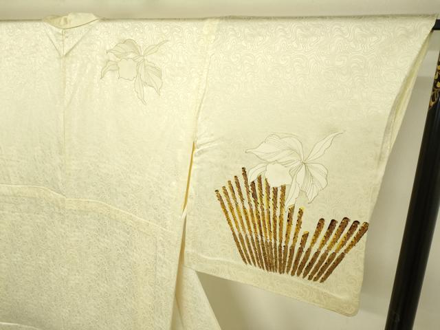 平和屋着物▽訪問着 単衣 駒刺繍 カトレア 金彩 正絹 逸品 DAAU3992du