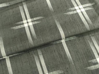 平和屋着物▽上質な紬 単衣 井桁絣 正絹 逸品 DAAU3995du
