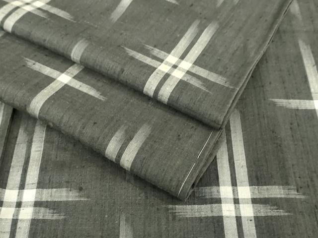 平和屋着物▽上質な紬 単衣 井桁絣 正絹 逸品 DAAU3995du