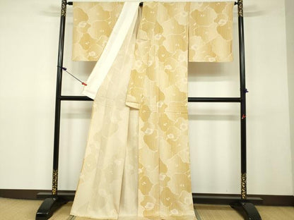 平和屋着物▽上質な小紋 単衣 舞花文 正絹 逸品 DAAU3999du