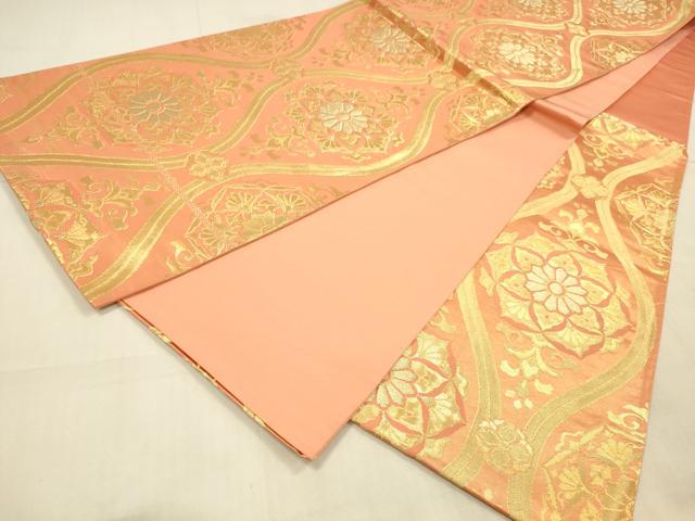 平和屋着物◎六通柄袋帯 立涌草花文 金銀糸 正絹 逸品 DAAU4160cm
