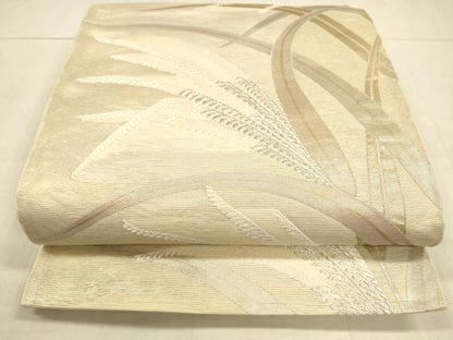 平和屋着物＊夏物　六通柄袋帯　草葉文　金銀糸　正絹　逸品　DAAU4427cm