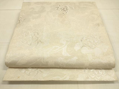 平和屋着物＊夏物　六通柄　本袋帯　草花文　銀糸　正絹　逸品　DAAU4462cm