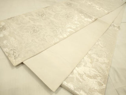 平和屋着物＊夏物　六通柄　本袋帯　草花文　銀糸　正絹　逸品　DAAU4462cm
