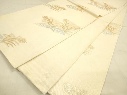 平和屋着物＊夏物　六通柄袋帯　片輪車草葉文　金銀糸　正絹　逸品　DAAU4473cm