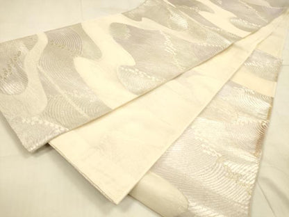 平和屋着物＊夏物　六通柄袋帯　流水文　金銀糸　正絹　逸品　DAAU4474cm