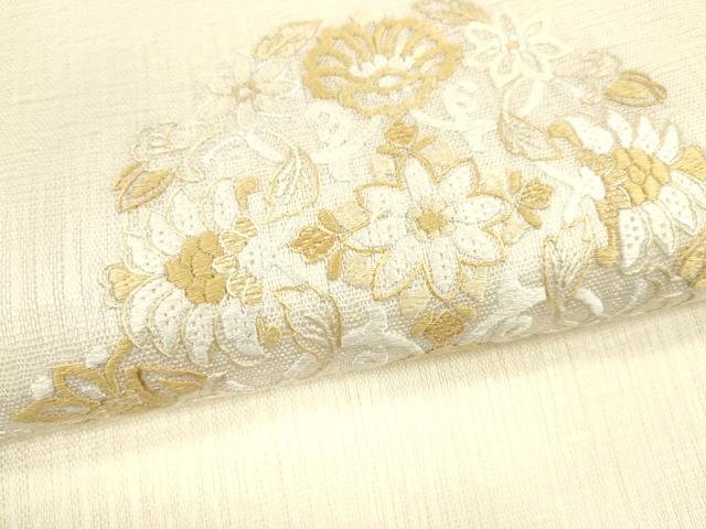 平和屋着物＊夏物 太鼓柄袋帯 総刺繍 舞花文 正絹 逸品 DAAW4257cm
