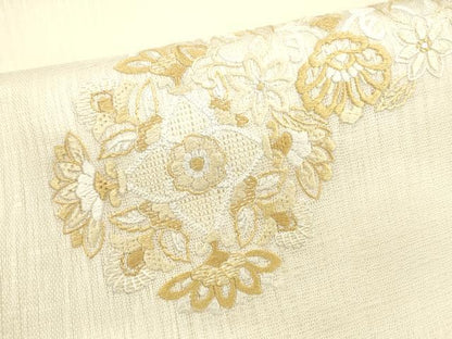 平和屋着物＊夏物 太鼓柄袋帯 総刺繍 舞花文 正絹 逸品 DAAW4257cm