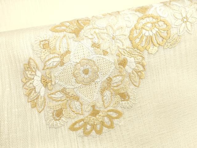 平和屋着物＊夏物 太鼓柄袋帯 総刺繍 舞花文 正絹 逸品 DAAW4257cm
