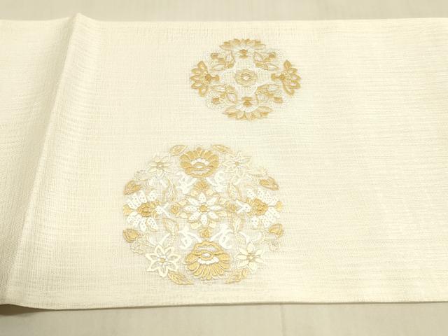 平和屋着物＊夏物 太鼓柄袋帯 総刺繍 舞花文 正絹 逸品 DAAW4257cm