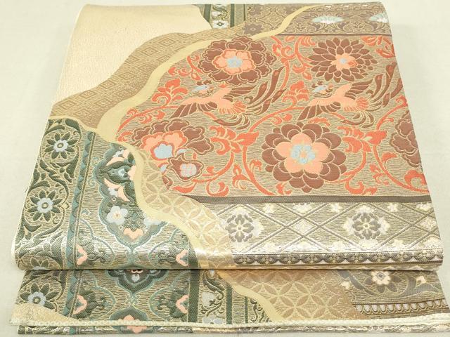 平和屋着物◎六通柄袋帯 名物異繍 道長花唐草文 巧芸箔 正絹 逸品 DAAU4577qp