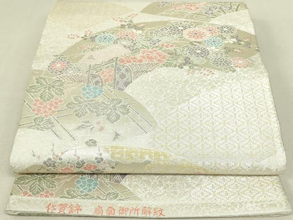 平和屋着物◎佐賀錦 六通柄袋帯 扇面御所解紋 金銀糸 正絹 逸品 DAAU4581qp