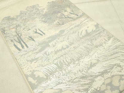 平和屋着物◎六通柄袋帯 樹林文 銀糸 正絹 逸品 DAAU4667qp