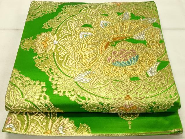 平和屋着物◎六通柄袋帯 花蝶文 金銀糸 正絹 逸品 DAAU4711qp