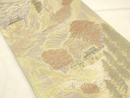 平和屋着物◎六通柄袋帯 風景文 金銀糸 正絹 逸品 DAAU4712qp