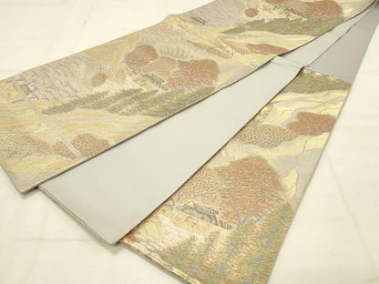 平和屋着物◎六通柄袋帯 風景文 金銀糸 正絹 逸品 DAAU4712qp