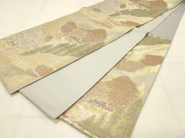 平和屋着物◎六通柄袋帯 風景文 金銀糸 正絹 逸品 DAAU4712qp