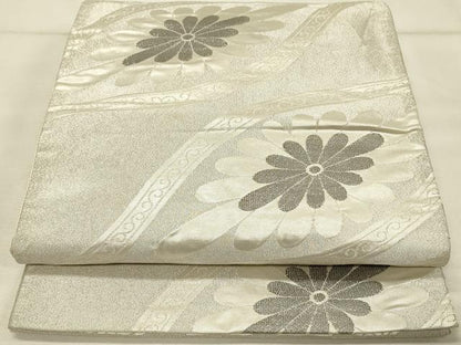 平和屋着物◎六通柄袋帯　プラチナつづれ　立涌花文　正絹　逸品　DAAU4738qp