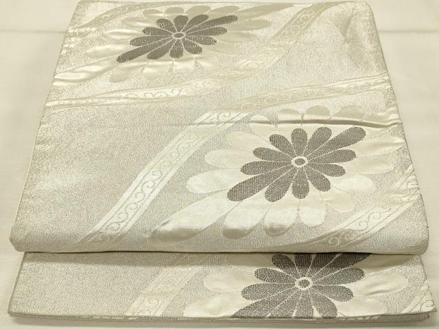 平和屋着物◎六通柄袋帯　プラチナつづれ　立涌花文　正絹　逸品　DAAU4738qp