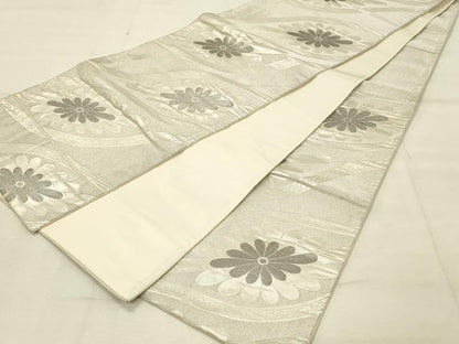 平和屋着物◎六通柄袋帯　プラチナつづれ　立涌花文　正絹　逸品　DAAU4738qp