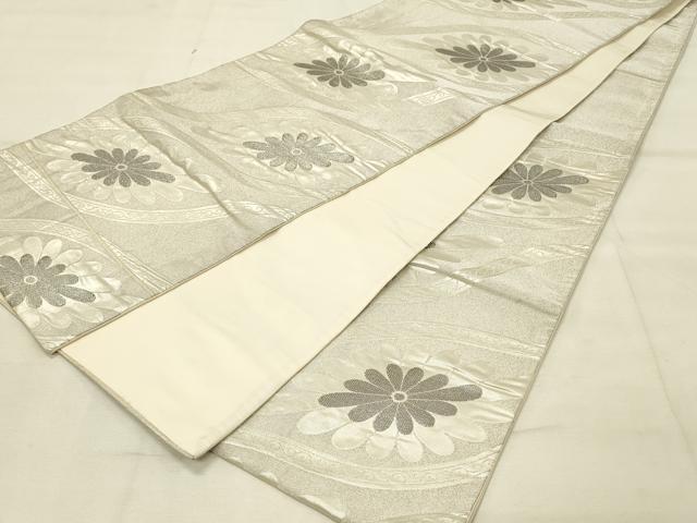 平和屋着物◎六通柄袋帯　プラチナつづれ　立涌花文　正絹　逸品　DAAU4738qp