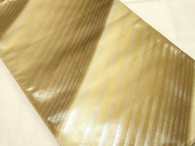 平和屋着物◎六通柄袋帯　斜線文　銀糸　正絹　逸品　DAAU4821qp