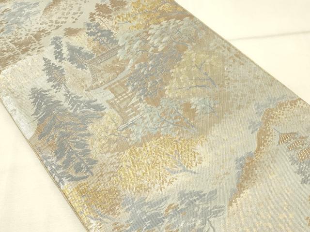 平和屋着物◎六通柄袋帯　風景文　金銀糸　正絹　逸品　DAAU4833qp