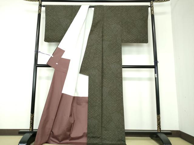 平和屋着物●結城紬 80亀甲 切嵌吉祥花文 さが美扱い 正絹 逸品 DAAU5002ps