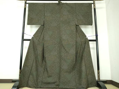 平和屋着物●結城紬 80亀甲 切嵌吉祥花文 さが美扱い 正絹 逸品 DAAU5002ps