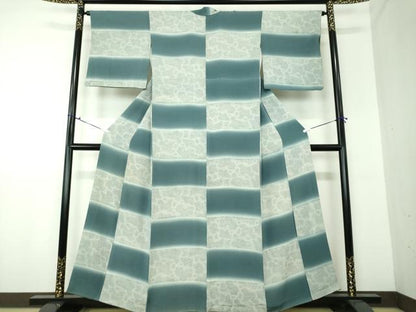 平和屋着物●上質な小紋 鹿の子市松文様 鬼しぼ縮緬 正絹 逸品 DAAU5010ps